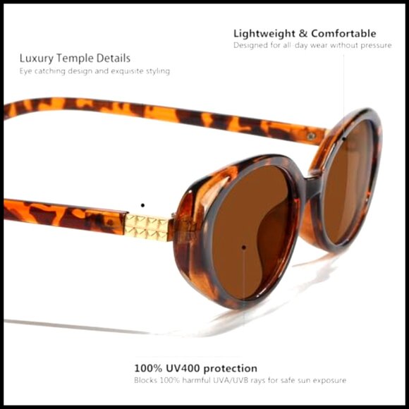 Retro Oval Sunglasses UV400 Protection Lightweight Small Frame